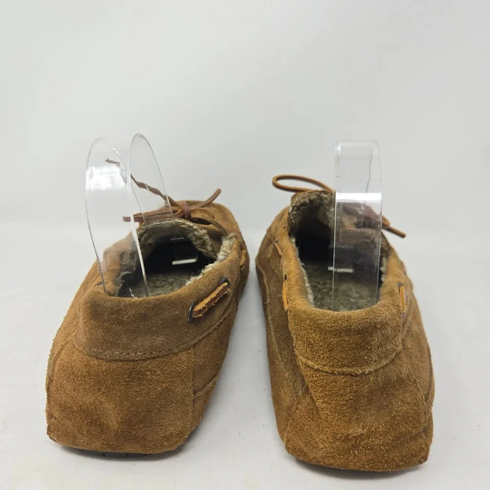 Florsheim Mens Brown Suede Faux Fur Lined Moccasin Slippers 5382106 Size 12M